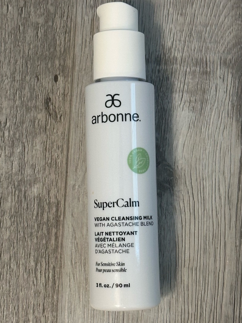 Arbonne SuperCalm Cleansing Milk — White with Green Accent